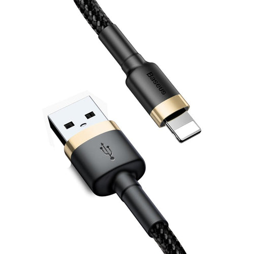 Cablu Baseus de date Cafule (Calklf-BV1), USB to Lightning, 2.4A, 480Mbps, 1m, negru;auriu