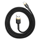 Cablu Baseus de date Cafule (Calklf-BV1), USB to Lightning, 2.4A, 480Mbps, 1m, negru;auriu