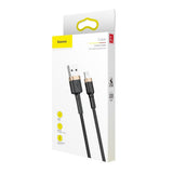 Cablu Baseus de date Cafule (Calklf-BV1), USB to Lightning, 2.4A, 480Mbps, 1m, negru;auriu