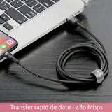 Cablu Baseus de date Cafule (Calklf-BV1), USB to Lightning, 2.4A, 480Mbps, 1m, negru;auriu