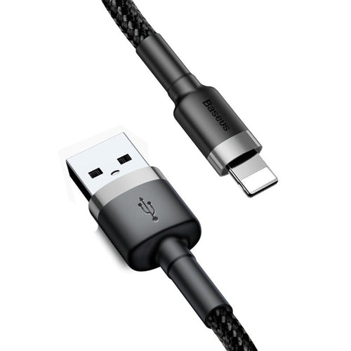 Cablu Baseus de date Cafule (Calklf-RG1), USB to Lightning, 2A, 3m, negru;gri