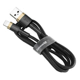Cablu Baseus de date Cafule (Calklf-RV1), USB to Lightning, 2A, 3m, negru;auriu