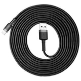 Cablu Baseus de date Cafule (Calklf-RV1), USB to Lightning, 2A, 3m, negru;auriu