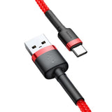 Cablu Baseus de date Cafule (Catklf-C09), USB to Type-C, QC3.0, 2A, 2m, rosu