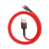 Cablu Baseus de date Cafule (Calklf-A09), USB to Lightning, Incarcare rapida, Q.C.3.0, 2.4A, 0.5m, rosu