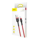 Cablu Baseus de date Cafule (Calklf-A09), USB to Lightning, Incarcare rapida, Q.C.3.0, 2.4A, 0.5m, rosu