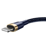 Cablu Baseus de date Cafule (Calklf-CV3), USB to Lightning, QC3.0, 1.5A, 2m, albastru;auriu