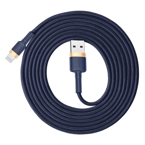 Cablu Baseus de date Cafule (Calklf-CV3), USB to Lightning, QC3.0, 1.5A, 2m, albastru;auriu