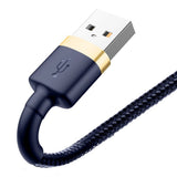 Cablu Baseus de date Cafule (Calklf-CV3), USB to Lightning, QC3.0, 1.5A, 2m, albastru;auriu