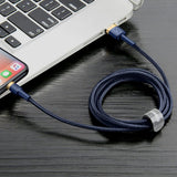Cablu Baseus de date Cafule (Calklf-CV3), USB to Lightning, QC3.0, 1.5A, 2m, albastru;auriu