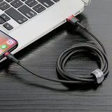 Cablu Baseus de date Cafule (Calklf-R91), USB to Lightning, QC3.0, 2A, 3m, negru;rosu