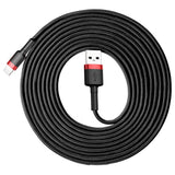 Cablu Baseus de date Cafule (Calklf-R91), USB to Lightning, QC3.0, 2A, 3m, negru;rosu