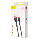 Cablu Baseus de date Cafule (Calklf-R91), USB to Lightning, QC3.0, 2A, 3m, negru;rosu