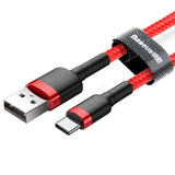 Cablu Baseus de date Cafule (Catklf-B09), USB to Type-C, Incarcare rapida, QC3.0, 3A, 1m, rosu