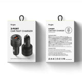 Incarcator auto Ringke , USB, 2x Type-C, PD30W, QC3.0, cu Ambiental Light, negru