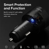 Incarcator auto Ringke , USB, 2x Type-C, PD30W, QC3.0, cu Ambiental Light, negru