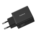 Incarcator retea Baseus (P10111402113-00), GaN, 2x USB, Type-C, Incarcare rapida, 30W, negru