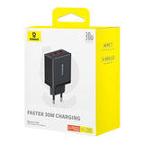 Incarcator retea Baseus (P10111402113-00), GaN, 2x USB, Type-C, Incarcare rapida, 30W, negru