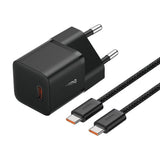 Incarcator retea Baseus (P10110900113-00), Type-C Cable Included, GaN, Type-C, 20W, 1m, negru