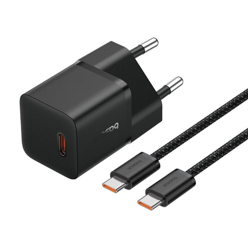 Incarcator retea Baseus (P10110900113-00), Type-C Cable Included, GaN, Type-C, 20W, 1m, negru