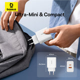 Incarcator retea Baseus (P10111404213-00), USB, Type-C, Incarcare rapida 30W, alb