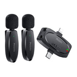 Microfon Yesido (2 pack) Wireless Lavalier Microphones (KR15), 3 in 1 Receiver, TC, Lighting, 3.5mm Jack, 2.4GHz, negru