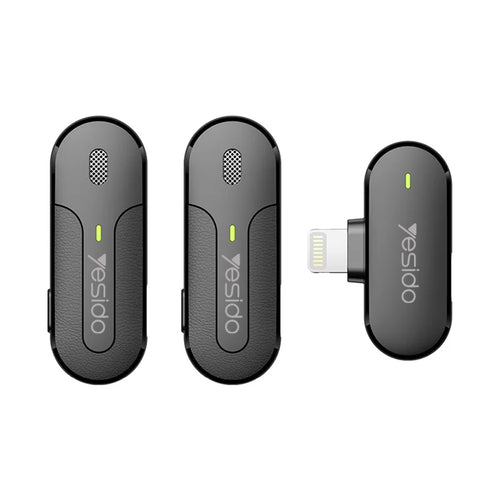 Microfon Yesido Lavalier Microphone 2in1 (KR16), Lightning, 70mAh, Wireless, 2.4GHz, negru