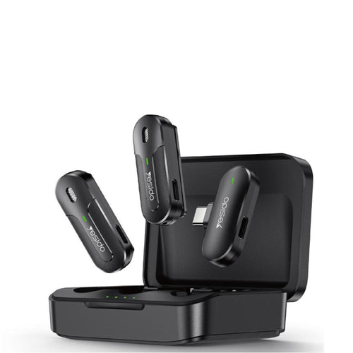 Microfon Yesido Lavalier Microphone 2in1 (KR17), Type-C, 70mAh, Wireless, 2.4GHz, negru