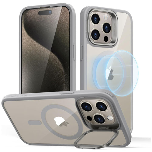 Husa pentru iPhone 15 Pro, ESR Classic Hybrid HaloLock Kickstand, gri