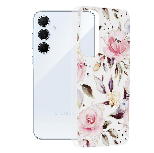 Husa pentru Samsung Galaxy A55 5G, Techsuit Marble Series, alb
