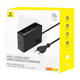 Incarcator wireless Baseus (P10163901113-00), GaN, 3x USB-C, USB, DC, 240W, 1m, negru