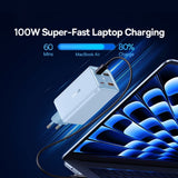 Incarcator retea Baseus GaN6 Pro (P10162705312-00), Type-C Cable Included, 2x USB, 2x Type-C, 100W, 100W, 20V, 5A, 1m, albastru