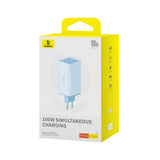 Incarcator retea Baseus GaN6 Pro (P10162705312-00), Type-C Cable Included, 2x USB, 2x Type-C, 100W, 100W, 20V, 5A, 1m, albastru