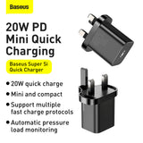 Incarcator retea Baseus Super Si (Ccsup-K01), UK Plug, Type-C, Incarcare rapida 20W, negru