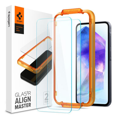 Folie de protectie pentru Samsung Galaxy A55 5G, Spigen (2 pack) Glas.tR Align Master (AGL07775)