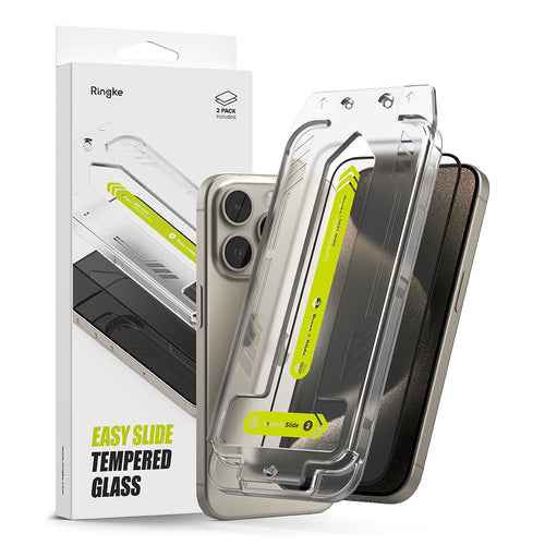 Folie de protectie pentru iPhone 15 Pro Max, Ringke Easy Slide Tempered Glass (2 pack)