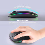 Mouse wireless Techsuit GameFlow (M1), pentru Gaming, LED RGB, Silent, Bluetooth 5.2, 2.4G, 1600 DPI cu USB-C Cablu de incarcare, negru