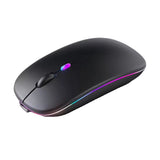 Mouse wireless Techsuit GameFlow (M1), pentru Gaming, LED RGB, Silent, Bluetooth 5.2, 2.4G, 1600 DPI cu USB-C Cablu de incarcare, negru