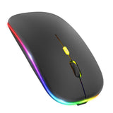 Mouse wireless Techsuit GameFlow (M1), pentru Gaming, LED RGB, Silent, Bluetooth 5.2, 2.4G, 1600 DPI cu USB-C Cablu de incarcare, negru
