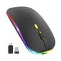 Mouse wireless Techsuit GameFlow (M1), pentru Gaming, LED RGB, Silent, Bluetooth 5.2, 2.4G, 1600 DPI cu USB-C Cablu de incarcare, negru