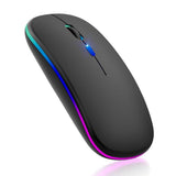 Mouse wireless Techsuit GameFlow (M1), pentru Gaming, LED RGB, Silent, Bluetooth 5.2, 2.4G, 1600 DPI cu USB-C Cablu de incarcare, negru