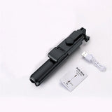 Selfie stick Techsuit Mini (S03-S), Stable & Compact Tripod Mount, Bluetooth Telecomanda, LED Light, 67cm, negru
