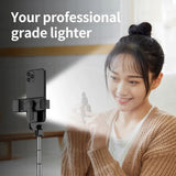 Selfie stick Techsuit Mini (S03-S), Stable & Compact Tripod Mount, Bluetooth Telecomanda, LED Light, 67cm, negru