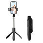 Selfie stick Techsuit (S01-S), Compact Tripod Mount cu Bluetooth Telecomanda, LED Fill Light, Pliabil, 70cm, negru