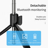 Selfie stick Techsuit (S01-S), Compact Tripod Mount cu Bluetooth Telecomanda, LED Fill Light, Pliabil, 70cm, negru
