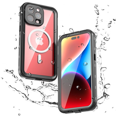 Husa pentru iPhone 15 Pro Max, ShellBox Waterproof IP68 MagSafe Case, negru
