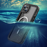 Husa pentru iPhone 15 Plus, ShellBox Waterproof IP68 MagSafe Case, negru