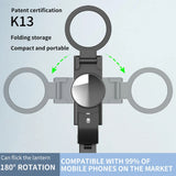 Selfie stick Techsuit (K13), Compact Tripod Mount cu Bluetooth Telecomanda, LED Beauty Light, Pliabil, 84cm, negru