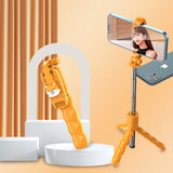 Selfie stick Techsuit Mini (KT01), Compact Tripod Mount cu Detasabil Telecomanda, 70cm, portocaliu