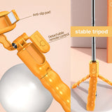 Selfie stick Techsuit Mini (KT01), Compact Tripod Mount cu Detasabil Telecomanda, 70cm, portocaliu